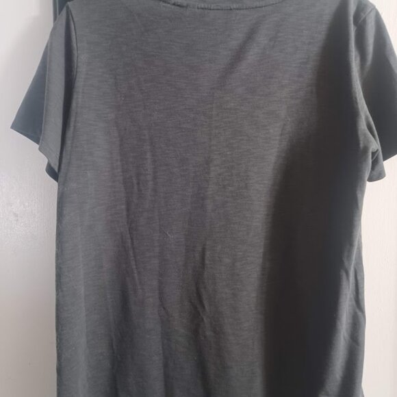 Theory M Charcoal Gray Short Sleeve Modal Tee Scoop Neck Basic Top - Picture 6 of 6